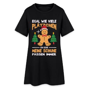 Weihnachtsgeschenk Plätzchen Lebkuchen Outfit - Frauen T-Shirt-Kleid - Schwarz - Vorne