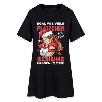 Weihnachtsgeschenk Frauen Plätzchen Lustig Idee - Frauen T-Shirt-Kleid - Schwarz - Vorne