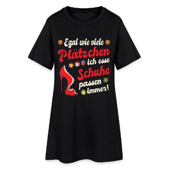 Weihnachtsgeschenk Frauen Plätzchen Lustig Idee - Frauen T-Shirt-Kleid - Schwarz - Vorne
