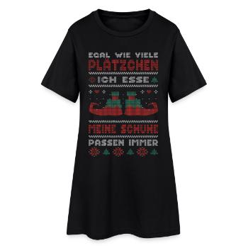 Weihnachtsgeschenk Plätzchen Wichteln Lustig - Frauen T-Shirt-Kleid - Schwarz - Vorne