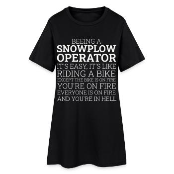 Opérateur de chasse-neige chevauchant un conducteur de chasse-neige à vélo - Robe T-shirt Femme - noir - Devant