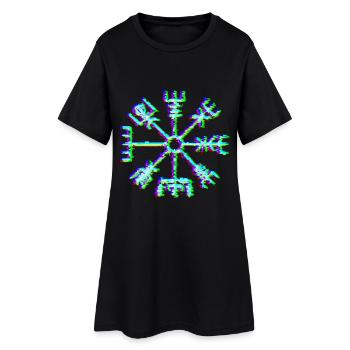 Vegvisir Rune – Neon Glitch Viking Compass Symbol - Frauen T-Shirt-Kleid - Schwarz - Vorne