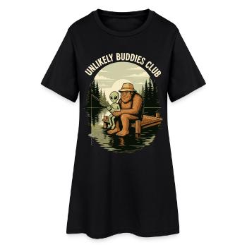 Pêche, Pêcheur, Pêcheur, Pêche, Bigfoot, Alien - Robe T-shirt Femme - noir - Devant