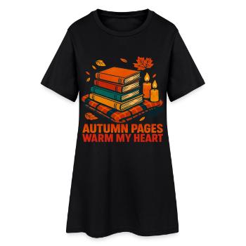 Livres de lecture d’automne Book Lover Bookworm - Robe T-shirt Femme - noir - Devant