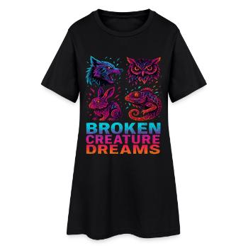 Bizarre Abstrait Animaux Créatures Brisées - Robe T-shirt Femme - noir - Devant