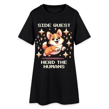 Quête secondaire : Garder les humains | Corgi chien de troupeau humour - Robe T-shirt Femme - noir - Devant