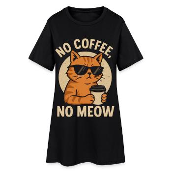 Chat cool avec lunettes de soleil et tasse à café - Robe T-shirt Femme - noir - Devant