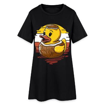Süßer Entenküken auf Kokosnuss - Robe T-shirt Femme - noir - Devant