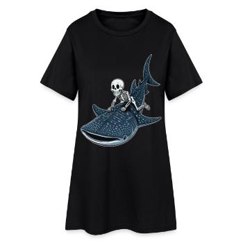 Squelette sur requin baleine Rhincodon - Robe T-shirt Femme - noir - Devant