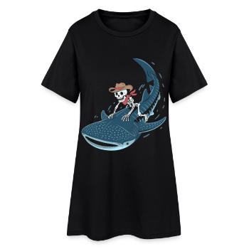 Squelette de cow-boy sur requin baleine - Robe T-shirt Femme - noir - Devant