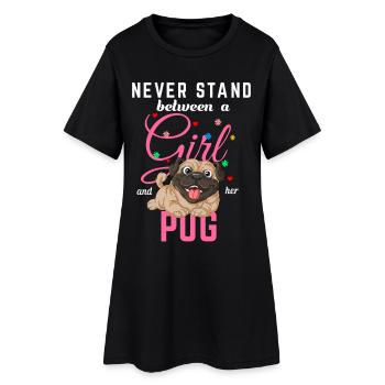 Girl and Her Pug - Women’s T-Shirt Dress - black - Front