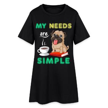 Pug Books Chemise de café - Robe T-shirt Femme - noir - Devant