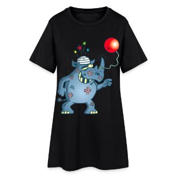 Rhinocéros et bilboquet - Robe T-shirt Femme - noir - Devant