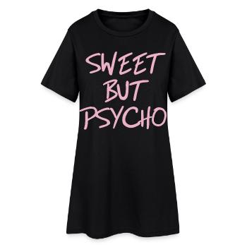 Dicton doux mais psychopathe en rose - Robe T-shirt Femme - noir - Devant