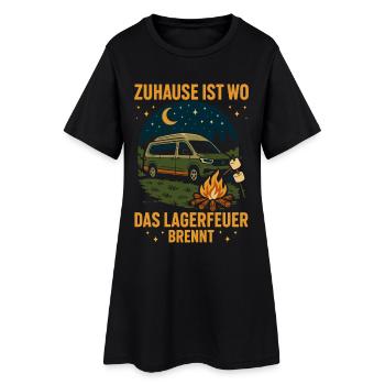 La maison est l’endroit où le feu de camp brûle Camping - Robe T-shirt Femme - noir - Devant