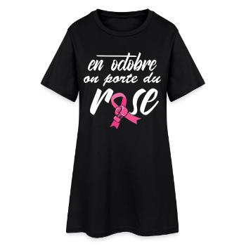 Rosa Oktober 2025 Bewusstsein für Brustkrebs - Frauen T-Shirt-Kleid - Schwarz - Vorne