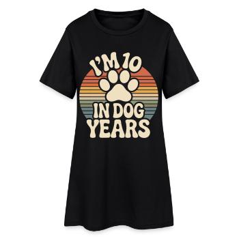 10 in Dog Years 70 Birthday Gift Funny - Women’s T-Shirt Dress - black - Front
