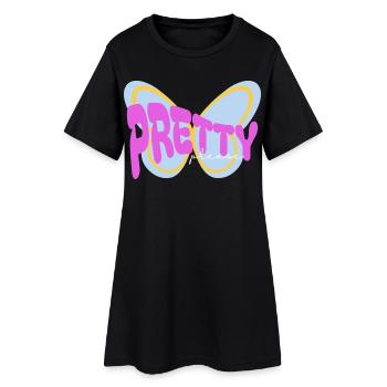 "Pretty please" sarkastisches Print Design - Frauen T-Shirt-Kleid - Schwarz - Vorne