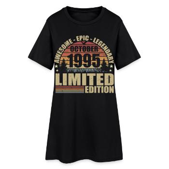 30e Anniversaire Rétro Octobre 1995 - October 1995 - Robe T-shirt Femme - noir - Devant