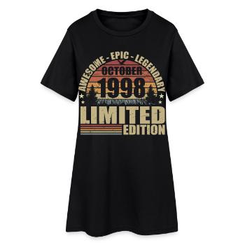 27e Anniversaire Rétro Octobre 1998 - October 1998 - Robe T-shirt Femme - noir - Devant