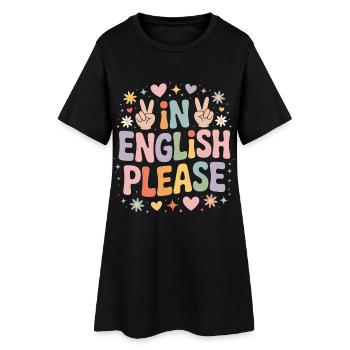 Professeur d’anglais Professeur d’anglais En anglais S’il vous plaît - Robe T-shirt Femme - noir - Devant