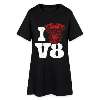 I Love V8 Engine Car Lover Tuning - Women’s T-Shirt Dress - black - Front