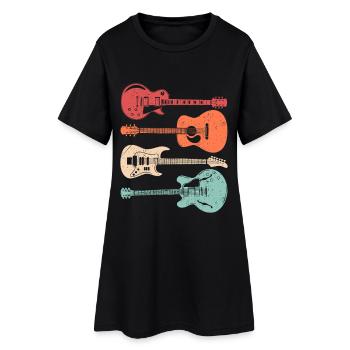 Guitariste acoustique de style rétro cool - Robe T-shirt Femme - noir - Devant