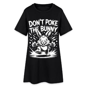 Motif de lapin humoristique sur imprimé - Robe T-shirt Femme - noir - Devant