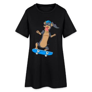 T-shirt de skateboard teckel - Robe T-shirt Femme - noir - Devant