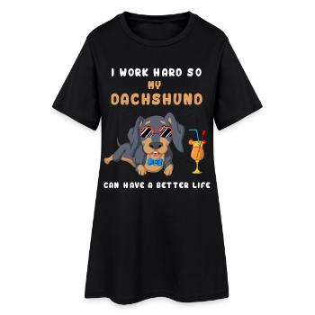 Je travaille dur T-shirt teckel - Robe T-shirt Femme - noir - Devant