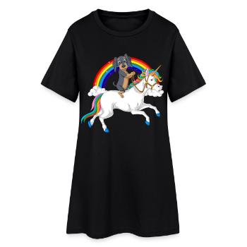 T-shirt licorne d’équitation teckel - Robe T-shirt Femme - noir - Devant