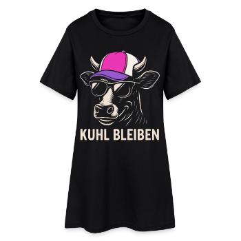 Tête de vache décontractée avec casquette et lunettes de soleil - Robe T-shirt Femme - noir - Devant