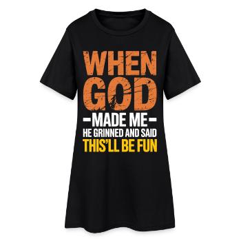 Als Gott mich Schuf Grinste Er Lustiger Retro - Frauen T-Shirt-Kleid - Schwarz - Vorne