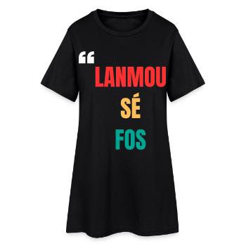 T-shirt créole « Lanmou sé fos » - Robe T-shirt Femme - noir - Devant