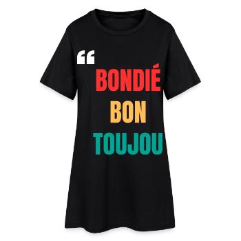 T-shirt créole « Bondié bon toujou » – Foi - Robe T-shirt Femme - noir - Devant