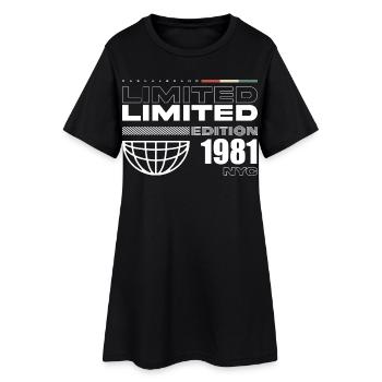 1981 Geburtstagsgeschenk - Vintage 1981, 44. Gebur - Frauen T-Shirt-Kleid - Schwarz - Vorne
