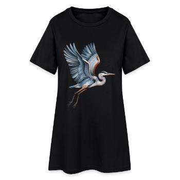 Elegant heron with outstretched wings - Women’s T-Shirt Dress - black - Front