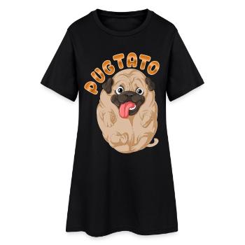 Pugtato Carlin Patate Drôle - Robe T-shirt Femme - noir - Devant