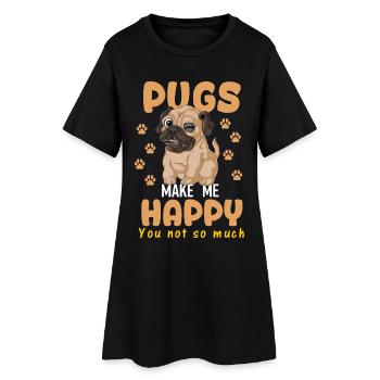 Chemise Pugs Make Me Happy - Robe T-shirt Femme - noir - Devant