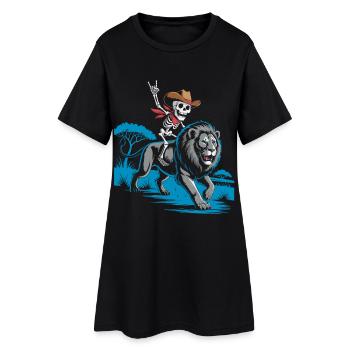 Skeleton on lion in wild west style - Women’s T-Shirt Dress - black - Front