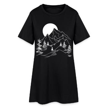 Mountain landscape with sun and trees nature - Women’s T-Shirt Dress - black - Front