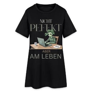 Perfectly alive – green, tired, real - Women’s T-Shirt Dress - black - Front