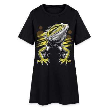 Drachenkopf Bartagame Echse - Frauen T-Shirt-Kleid - Schwarz - Vorne