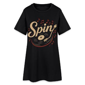 Faites tourner des disques vinyles pour les amateurs de musique, ambiance rétro - Robe T-shirt Femme - noir - Devant
