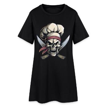 Crâne avec toque de chef - Robe T-shirt Femme - noir - Devant