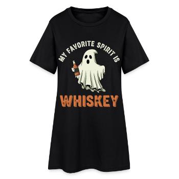 Ghost with Whiskey Bottle - Women’s T-Shirt Dress - black - Front