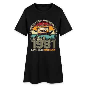 44th Birthday Cassette October Year 1981 - Women’s T-Shirt Dress - black - Front