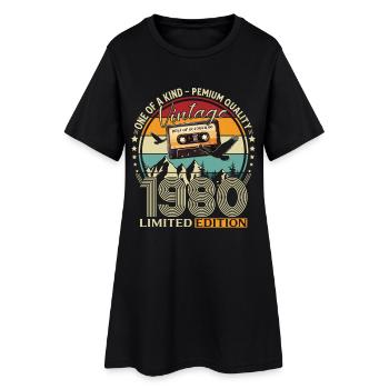 45th Birthday Cassette October Year 1980 - Women’s T-Shirt Dress - black - Front