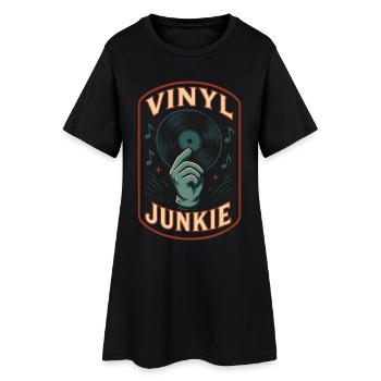 Vinyl Junkie Record Musik Retro Design - Frauen T-Shirt-Kleid - Schwarz - Vorne