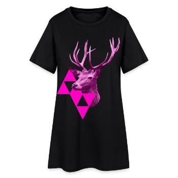 Cerf rose - Robe T-shirt Femme - noir - Devant